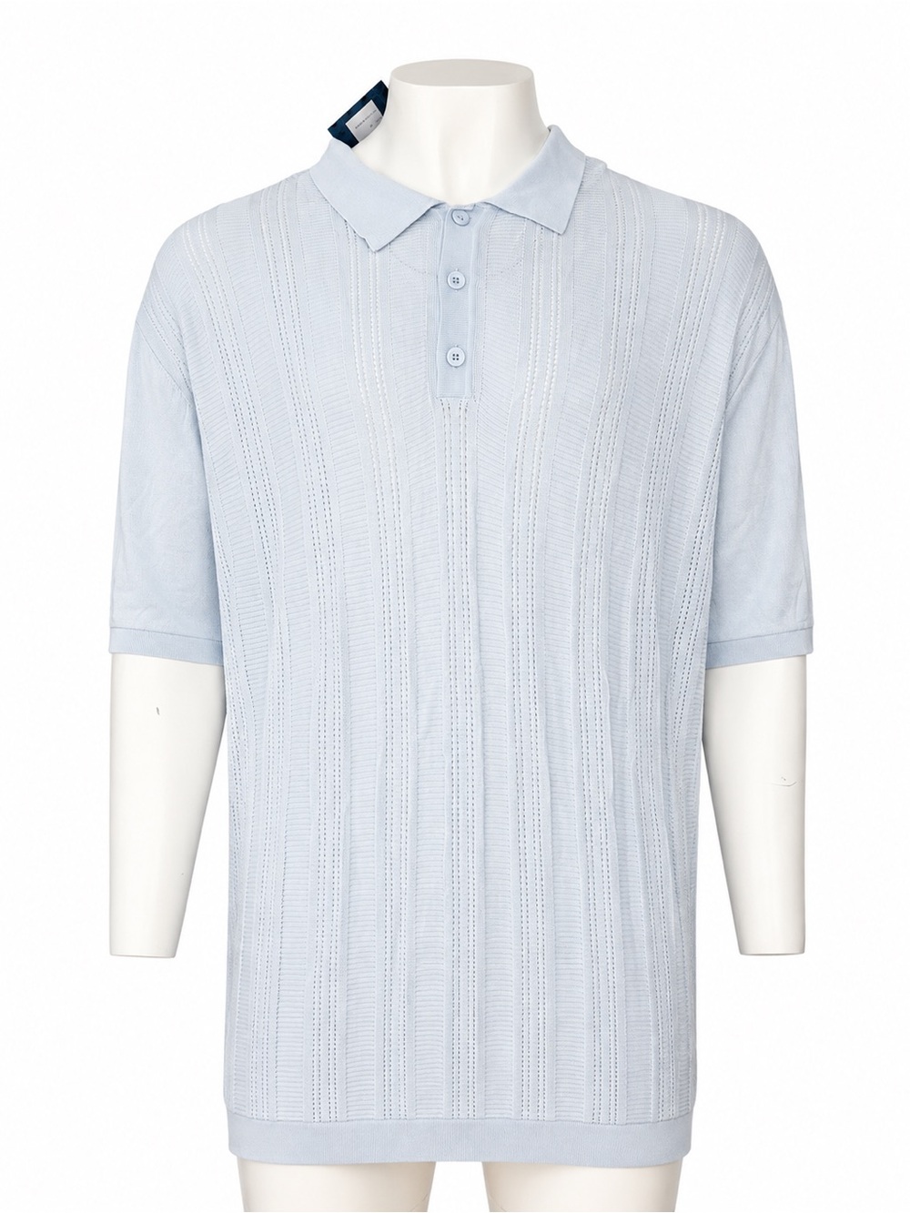 Danzino Men’s 3XL Powder Blue Textured Knit Polo Shirt Short Sleeve NWT